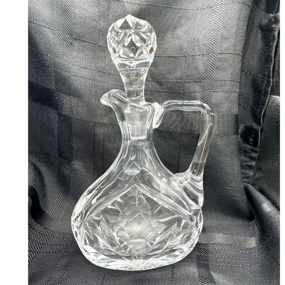 Antique Crystal Oil & Vinegar Bottle With Rose Pattern Engravings - Picture 3 of 13